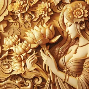 Golden Lotus Serenity Wall Art (36" x 20"/45" x 30")