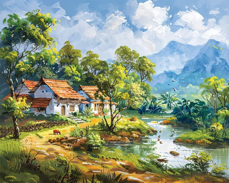 The Riverside Retreat Wall Art (36" x 20"/45" x 30")