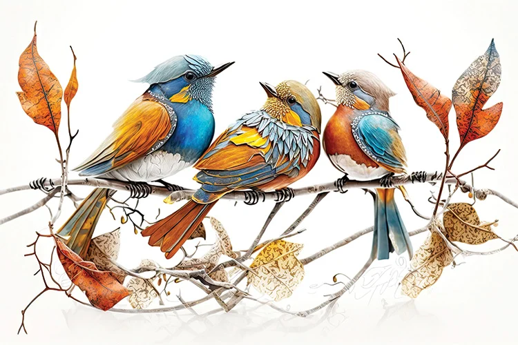 Autumn Avian Harmony Wall art (36" x 20"/45" x 30")