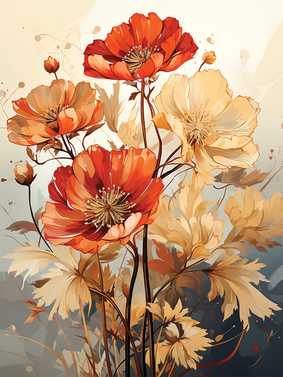 Autumnal Floral Grace Wall Art (36" x 20"/45" x30")