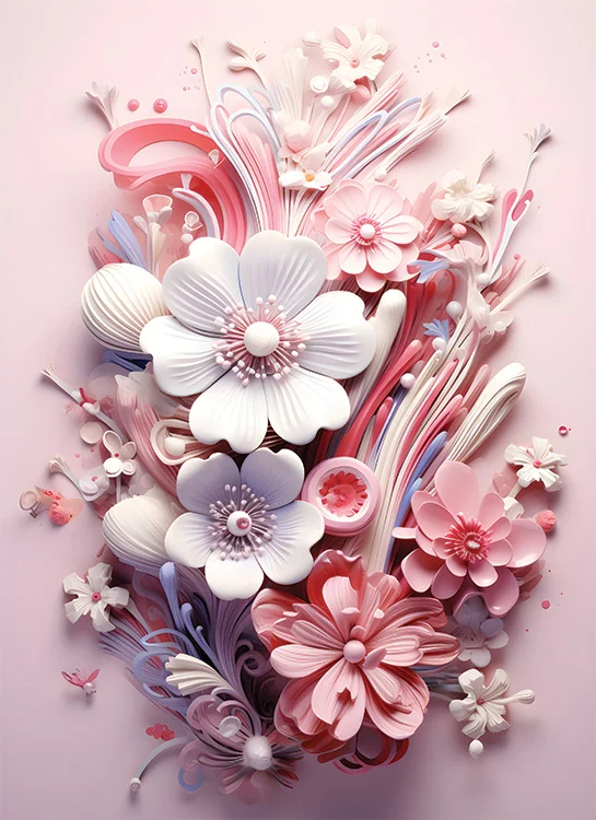 3D-Illusion Paper Bouquet Wall Art (36" x 20"/45" x 30")
