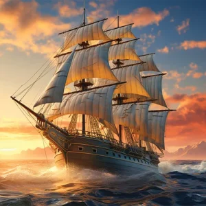 Voyage of Golden Horizons Wall Art (36" x 20"/45" x 30")