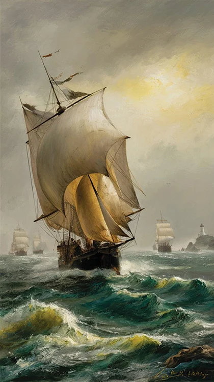 The Ocean’s Majestic Sailing Vessel Wall Art (36"x 20"/45"x 30")