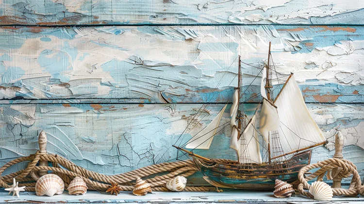 Rustic Nautical Sailboat Wall Art (36"x 20"/45"x 30")