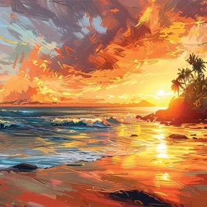 Crimson Horizon Wall Art (36"x 20"/45"x 30")