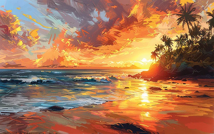 Crimson Horizon Wall Art (36"x 20"/45"x 30")