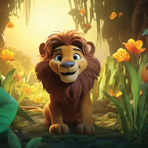 Majestic Young Lion In Jungle Wall Art (36"x 20"/ 45"x 30")