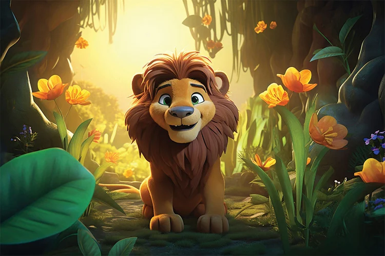 Majestic Young Lion In Jungle Wall Art (36"x 20"/ 45"x 30")