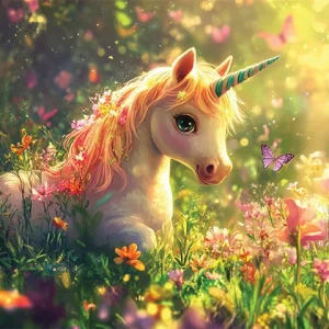 Golden Sparkle Unicorn Wall Art (36"x 20"/ 45"x 30")