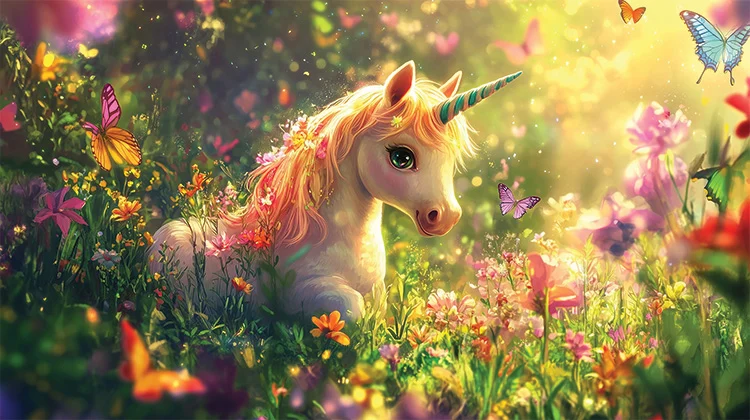 Golden Sparkle Unicorn Wall Art (36"x 20"/ 45"x 30")