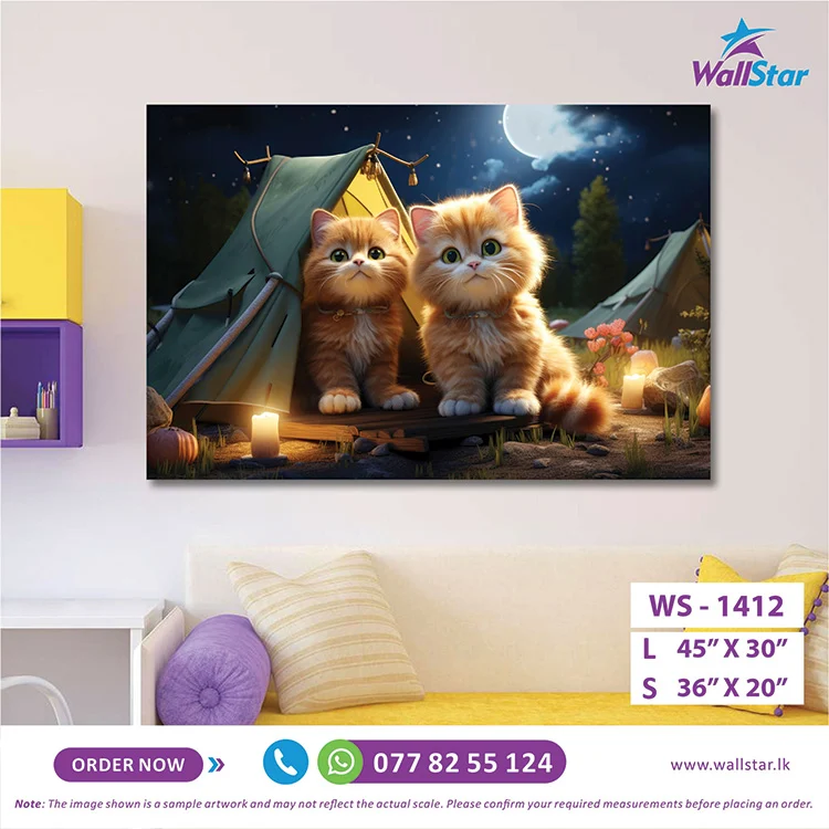 Cozy Kittens Night-Sky Wall Art (36"x 20"/ 45"x 30") - Image 2