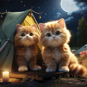 Cozy Kittens Night-Sky Wall Art (36"x 20"/ 45"x 30")