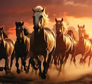 Horses at Golden Dusk Wall Art (36" x 20"/45" x 30")