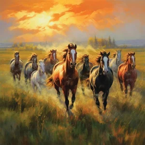 Sunset Horizon Equine Masterpiece Wall Art (20" x 20"/45" x 45")