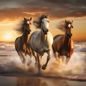 Coastal Twilight Equines Wall Art (20"x 20"/45"x 45")