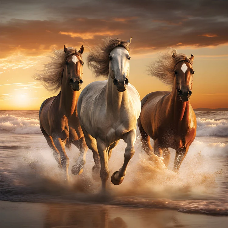 Coastal Twilight Equines Wall Art (20"x 20"/45"x 45")