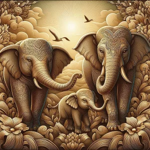 Sacred Bond Elephant Wall Art (20" x 20")