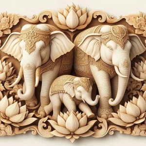Lotus Divine Elephant Wall Art (20" x 20")