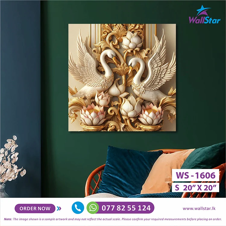 Eternal Harmony Twin Swans Wall Art (20" x 20") - Image 2