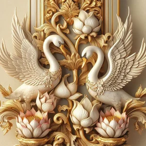 Eternal Harmony Twin Swans Wall Art (20" x 20")