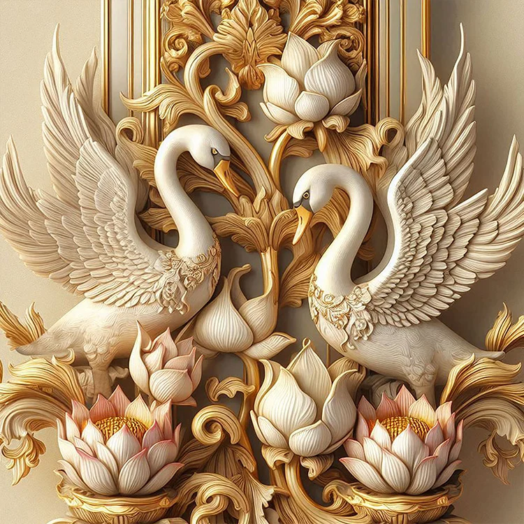 Eternal Harmony Twin Swans Wall Art (20" x 20")