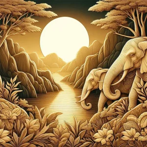 Golden Journey Majestic Elephant Wall Art (20" x 20")