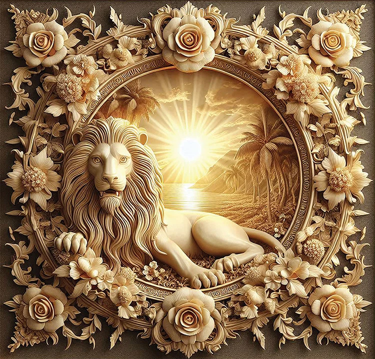 Majestic Lion at Sunrise Wall Art (20"x 20"/45"x 45")