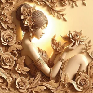 Sculpted Lady & Rose Garden Wall Art (20"x 20"/45"x 45")