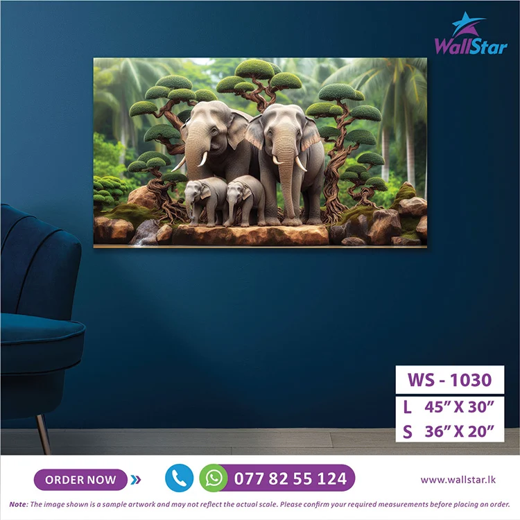 The Elephant Family Oasis Wall Art (36"x 20"/45"x 30") - Image 2
