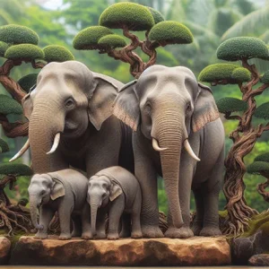 The Elephant Family Oasis Wall Art (36"x 20"/45"x 30")