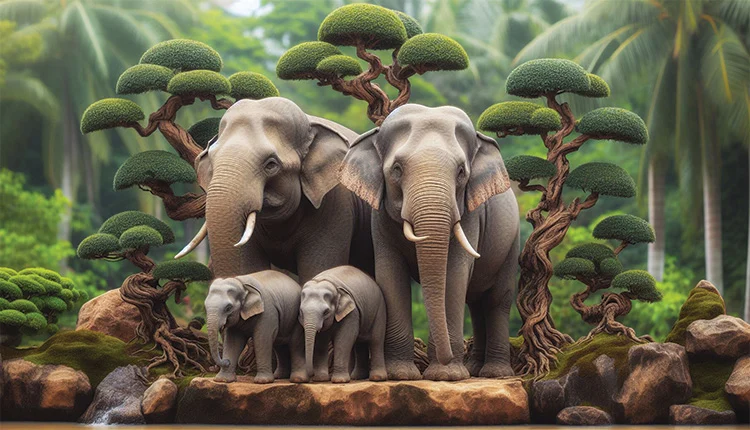 The Elephant Family Oasis Wall Art (36"x 20"/45"x 30")