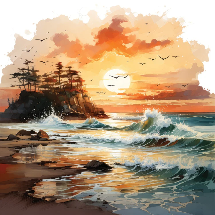 Golden Hour Coastline Wall Art (20"x 20"/45"x 45")